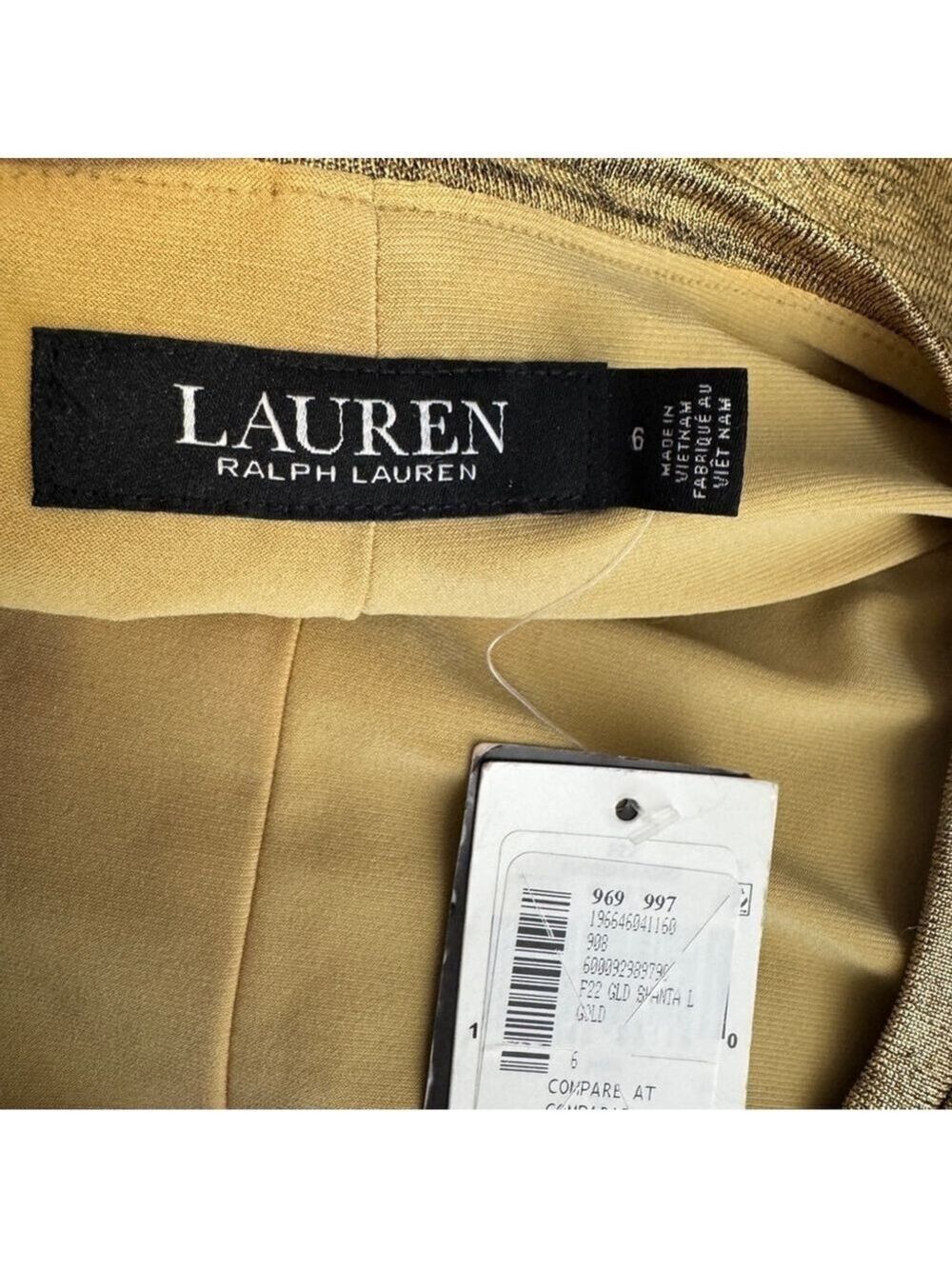NWT Lauren Ralph Lauren gold foil dress size 6 - Picture 4 of 6